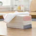 Kitchen Bambo Fiber Dishwashing Clearning Cloth Microfiber 2 Layers High-Density Super Absorbing Dish Cloths & Towel 7X9Inch, White
