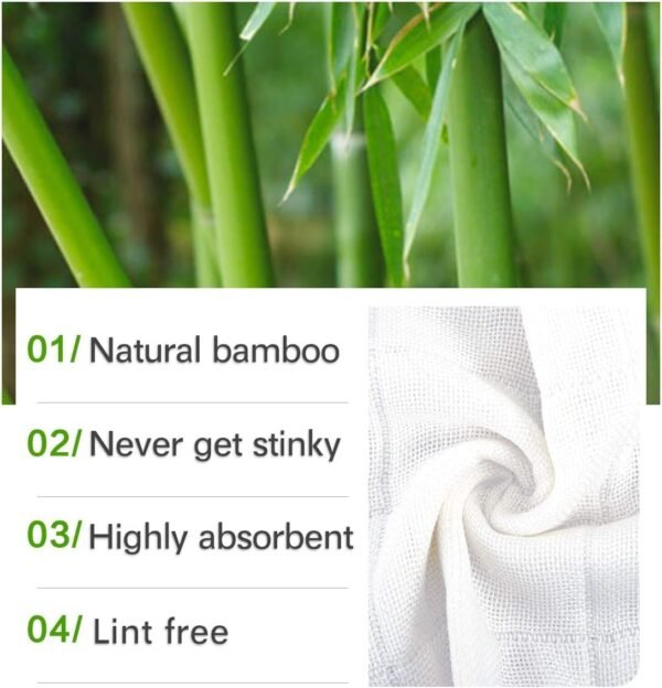 10 Pack Dishcloths Bamboo Dish Cloths Towels 12" x 12" Kitchen Wash Cloths Machine Washable Cleaning Cloths Absorbent Reusable Small Dish Rags for Washing Dishes Odor Free (Bamboo fiber,10 pcs)