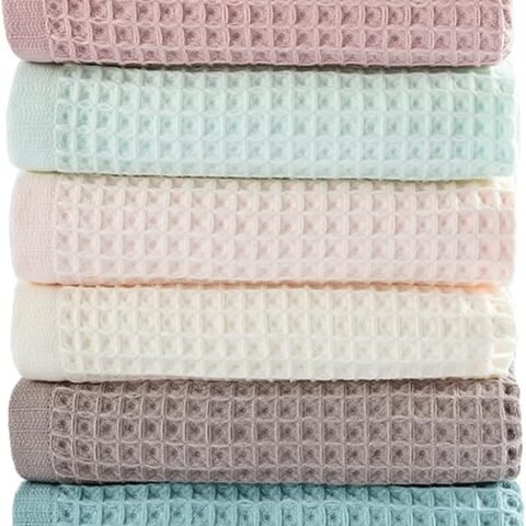 6 Pack Waffle Weave Dish Cloths, 13x13 Inch 100% Cotton Kitchen for Washing Dishes - Super Absorbent, Quick Drying Dish Rags (Mixed Colors)