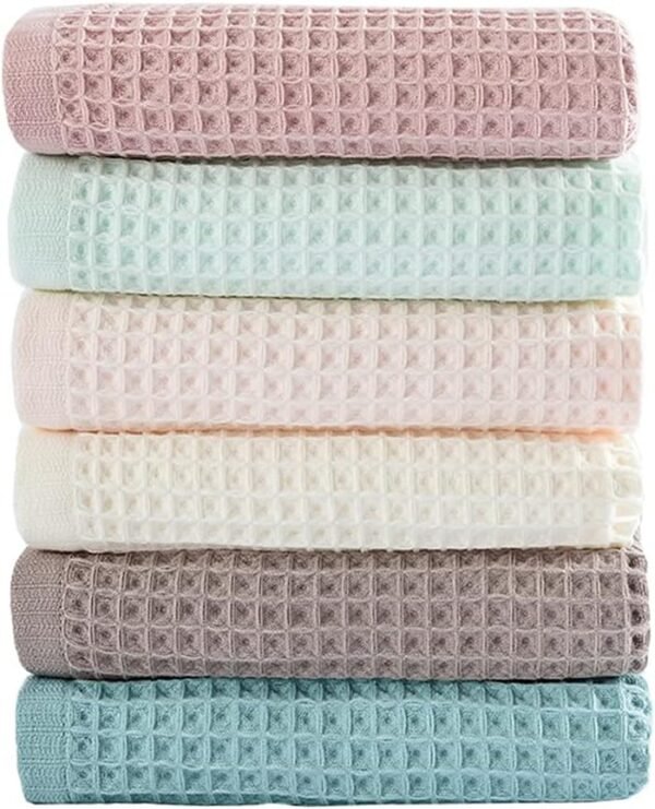 6 Pack Waffle Weave Dish Cloths, 13x13 Inch 100% Cotton Kitchen for Washing Dishes - Super Absorbent, Quick Drying Dish Rags (Mixed Colors)