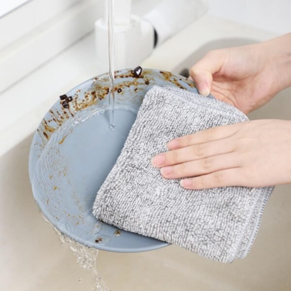 5 PCS  Reusable Double Sided Rag Dish Towels Superfine Fiber Bamboo Charcoal Glass Cleaning Cloth