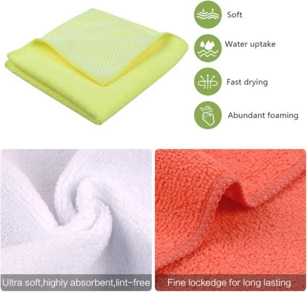 Microfiber Dish Cloth for Washing Dishes Dish Rags Best Kitchen Washcloth Cleaning Cloths with Poly Scour Side 5 Color Assorted 12inchx12inch 10pack