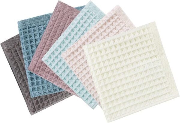 6 Pack Waffle Weave Dish Cloths, 13x13 Inch 100% Cotton Kitchen for Washing Dishes - Super Absorbent, Quick Drying Dish Rags (Mixed Colors)