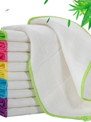 10 Pack Dishcloths Bamboo Dish Cloths Towels 12" x 12" Kitchen Wash Cloths Machine Washable Cleaning Cloths Absorbent Reusable Small Dish Rags for Washing Dishes Odor Free (Bamboo fiber,10 pcs)