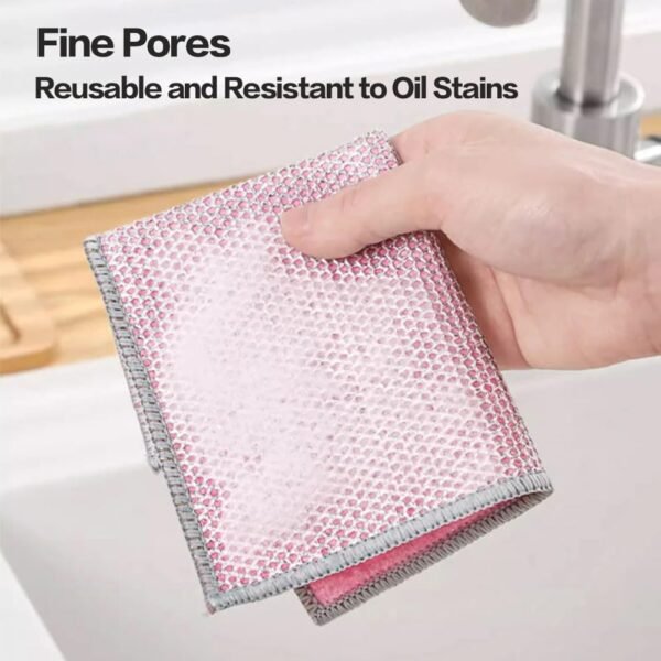 12 Pcs Non Scratch Wire Dishcloth Multipurpose Wire Dishwashing Rag for Wet and Dry Double Layers Reusable Wire Cleaning Cloths with Microfiber Cleaning Cloth, Suitable for Kitchen, Tableware, Stove