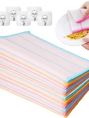 10 Pcs  Wood Fiber Cleaning Cloths, 11.8 * 11.8inch  Wood Fiber Cloths, Reusable Odor Free Dish Cloths & Dish Towels