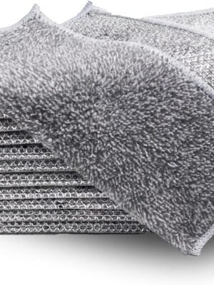 12Pcs New Upgrade NonScratch Wire Dishcloth, Multipurpose Wire Dishwashing Rags for Wet and Dry, Kitchen Cleaning Dish Rags for Cookware,Sinks, Dishes,Stove