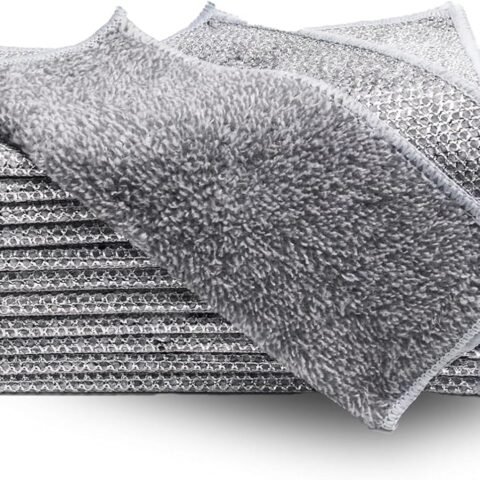 12Pcs New Upgrade NonScratch Wire Dishcloth, Multipurpose Wire Dishwashing Rags for Wet and Dry, Kitchen Cleaning Dish Rags for Cookware,Sinks, Dishes,Stove