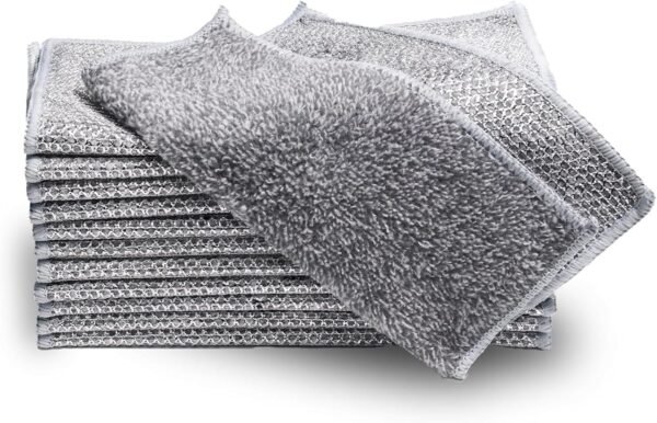12Pcs New Upgrade NonScratch Wire Dishcloth, Multipurpose Wire Dishwashing Rags for Wet and Dry, Kitchen Cleaning Dish Rags for Cookware,Sinks, Dishes,Stove