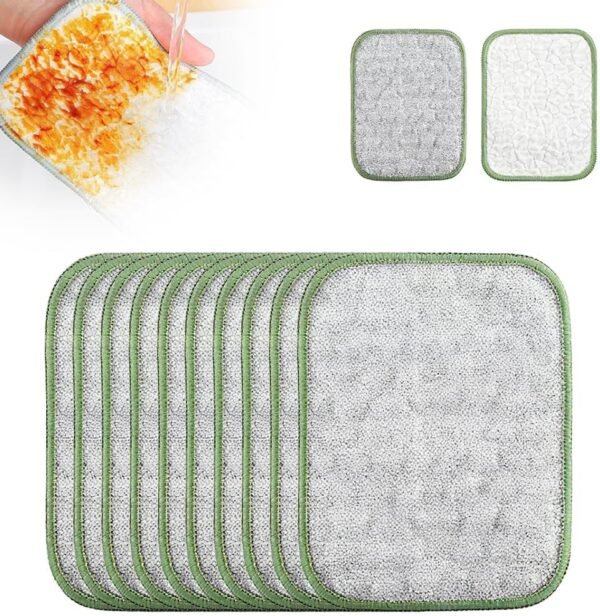 Multipurpose Wire Dishwashing Rags for Wet and Dry, 2025 Reusable Metal Scrubbing Pads Sponge Cloths Clean, Non Scratch Wire Dishcloth for Kitchen, Sinks, Pots, Pans (10pcs)