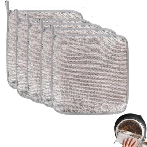 2025 New Multipurpose Wire Dishwashing Rags for Wet and Dry，Multipurpose Wire Dishwashing Rags,Wire Dishcloth for Home Kitchen Dishes, Sinks (5 Pcs)
