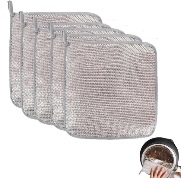 2025 New Multipurpose Wire Dishwashing Rags for Wet and Dry，Multipurpose Wire Dishwashing Rags,Wire Dishcloth for Home Kitchen Dishes, Sinks (5 Pcs)