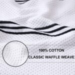 Dish Cloths, 12 x 12 Inches, Trendy Stripes Design, Premium Cotton Waffle Weave Super Soft and Absorbent Dish Quick Drying Kitchen Dish Rags, 6 Pack, White & Black