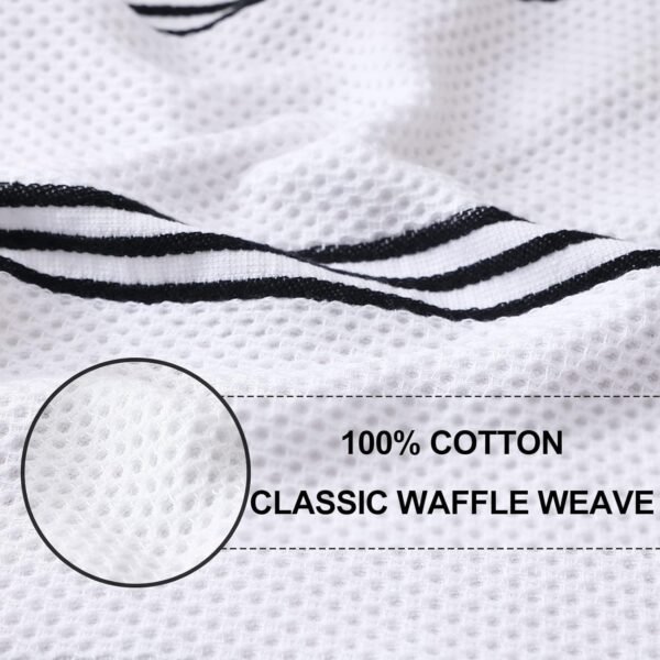 Dish Cloths, 12 x 12 Inches, Trendy Stripes Design, Premium Cotton Waffle Weave Super Soft and Absorbent Dish Quick Drying Kitchen Dish Rags, 6 Pack, White & Black