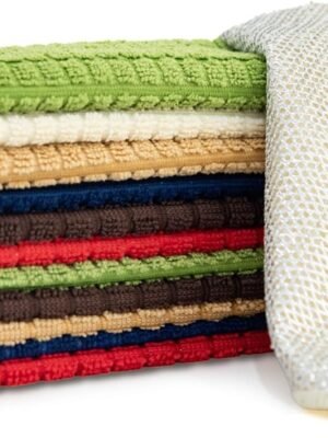 Silver Wire and Microfiber Double Layer Dishcloth, Multipurpose Dishwashing Rags for Wet and Dry, Household Cleaning Cloth with Poly Scour Side, 6 Color Assorted 12pack