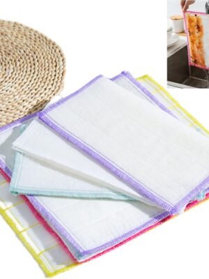 Wood Fiber Cleaning Cloth, Odor Free Dish Cloth, Reusable Dish Towel (5 Pcs)