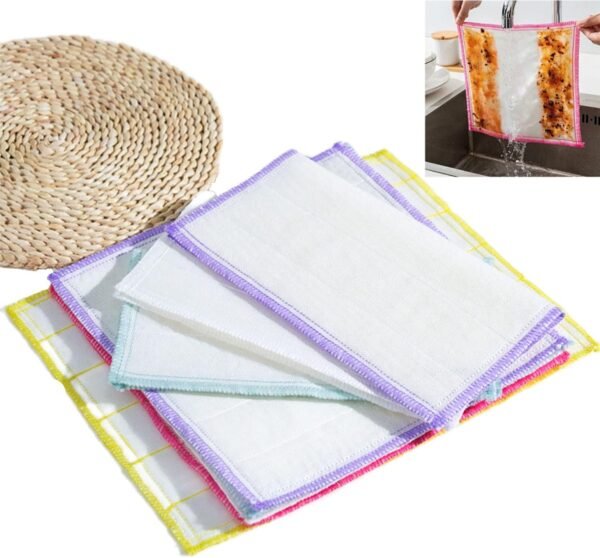 Wood Fiber Cleaning Cloth, Odor Free Dish Cloth, Reusable Dish Towel (5 Pcs)