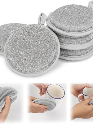 5 PCS Multipurpose Wire Dishwashing Rags for Wet and Dry, Reusable  Cleaning Cloths, Round Wire Washing Cloth, Non Scratch Wire Dishcloth for Kitchen, Sinks, Pots, Pans