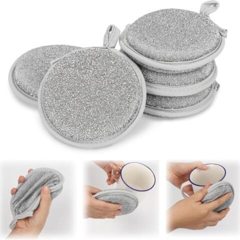 5 PCS Multipurpose Wire Dishwashing Rags for Wet and Dry, Reusable  Cleaning Cloths, Round Wire Washing Cloth, Non Scratch Wire Dishcloth for Kitchen, Sinks, Pots, Pans