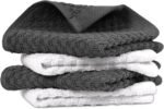 Premium Dish Cloth 100% Cotton 12 x 12 Inches |Pack of 4| - Ultra Soft Tea - Highly Absorbent Kitchen Rags - Terry Dishcloth for Kitchen and Household Cleaning |Grey|