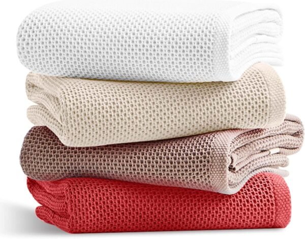100% Honeycomb Cotton Kitchen Dish Cloths, 12x12 Inch, 8-Pack, Super Absorbent & Reusable, Quick-Dry & Lint-Free, Ideal for Kitchen, Glass, Car, and Household Cleaning