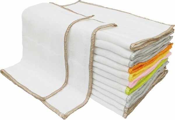 Cotton Dish Cloths, Ultra Absorbent Quick-Drying Cleaning Cloths, Reusable and Eco-Friendly Dish Rags for Kitchen Use (12)