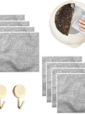 8 Pac Multipurpose Wire dishwashing rag- Reusable Non Scratch Wire Dishcloth, Non Scratch Dishcloth That Can for Kitchen Pots and cooktops, Sinks Dish Rags 7.87' * 7.87'