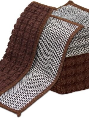 Dish Cloths for Washing Dishes 8 Pack Multipurpose  Cleaning Coths Non-Scratch Wire Dishwashing Rag Lint Free Microfiber Cleaning Cloth for Kitchen Windows (Brown)