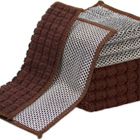 Dish Cloths for Washing Dishes 8 Pack Multipurpose  Cleaning Coths Non-Scratch Wire Dishwashing Rag Lint Free Microfiber Cleaning Cloth for Kitchen Windows (Brown)