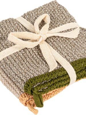 Square Cotton Knit (Set of 2) Dish Cloth, Multi (DF3785)