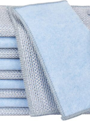 Wire Dishwashing Rag Multipurpose Non-Scratch Dishcloth for Wet Kitchen Coconut Shell Mesh Washing Cloth (10, Blue)