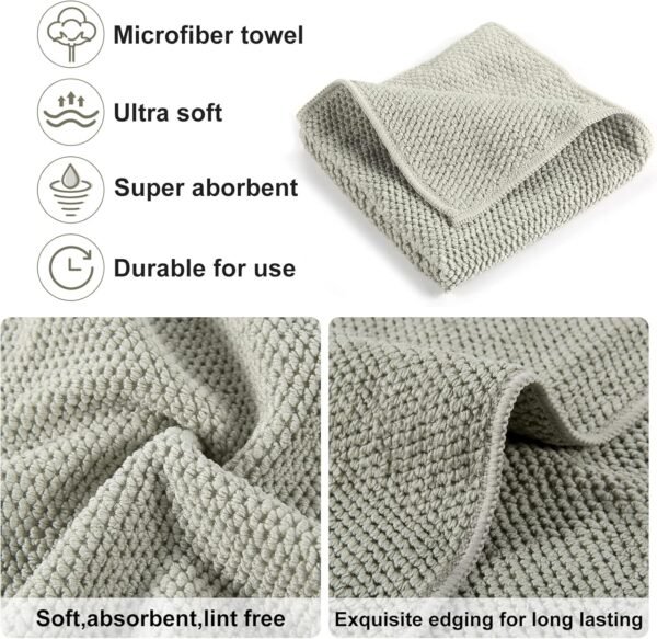 Microfiber Dish Cloths for Kitchen - Absorbent Glass Cleaning Towels Set, Extra Soft Household Wipes