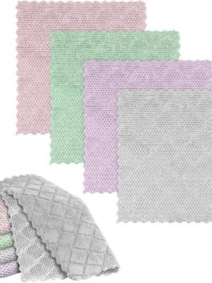 2024 New Non-Scratch Wire Dishwashing Rags,4 Pcs Multipurpose Wire Dishcloth for Wet and Dry,Wire Cleaning Cloth,Circularite Scrubbing Cloths for Pots,Sinks,Stove Tops