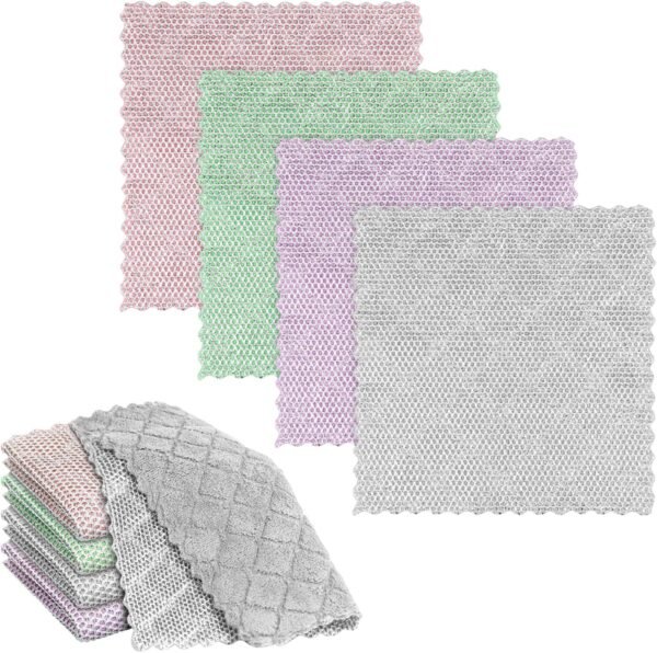 2024 New Non-Scratch Wire Dishwashing Rags,4 Pcs Multipurpose Wire Dishcloth for Wet and Dry,Wire Cleaning Cloth,Circularite Scrubbing Cloths for Pots,Sinks,Stove Tops