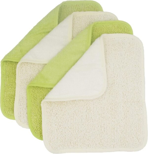 Natural Organic Ramie and Rayon Made from Bamboo Dual Sided Washcloths Hand Towels Ultra Soft for Shower Bath Spa, Gentle for Body Face Sensitive Baby Skin, Pack of 4
