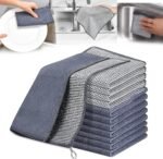 12PCS Wire Dishwashing Rag Non-Scratch: Multipurpose Wire Dishcloth for Wet and Dry - New Upgrade Double-Layer Dish Cloth Metal Cleaning Cloths with Microfiber for Kitchen, Sinks, Dishes, Stove Tops