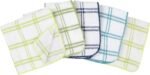 100% Cotton 12-inch x 12-inch Kitchen Dish Towel, Gentle Cleaning Wash Cloth with Poly Scour Side, Blue/Green, 5-Pack