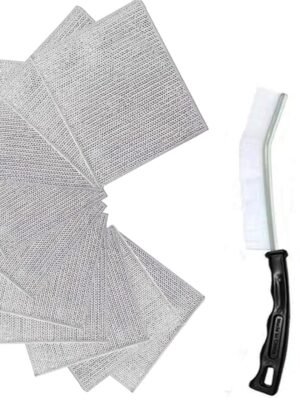 Non Scratch Wire Dishcloth and Hard Bristle Crevice Cleaning Brush(12 PCS), Double Layer Multifunctional Wire Dishwashing Rag, Multipurpose Wire Dishwashing Rags for Wet and Dry
