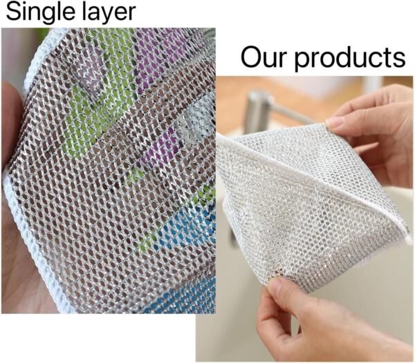 15Pcs Wire Dishwashing Rag,Multipurpose Wire Dishwashing Rags,Upgrade Double Layer Wire Cleaning Cloths for Wet and Dry,for Cleaning Dishes Non Scratch Wire Dishcloth Metal Cleaning Cloth