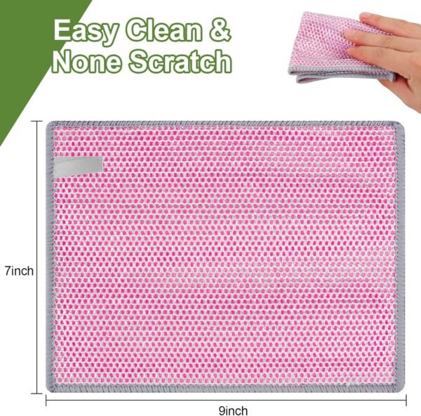 12 Pcs Wire Dishwashing Rag, Wire Washing Cloth, Double Layer Cleaning Cloths, Non Scratch Wire Dishcloth, Multipurpose Wire Dishwashing Rags for Wet and Dry (3 Colors)