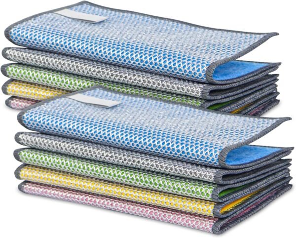 Wire Dishwashing Rags, 10 Pcs Dish Cloths for Washing Dishes, Multipurpose, Non Scratch, Wet and Dry Use for Kitchen Sink, Pots and Pans, Stove