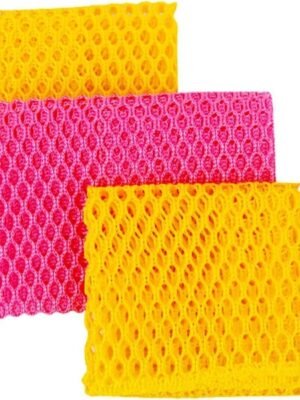 Innovative Dish Washing Net Cloths/Scourer - 100% Odor Free/Quick Dry - No More Sponges with Smell - Perfect  for Washing Dishes - 11 by 11 inches - 3PCS - Yellow/Pink/Yellow or