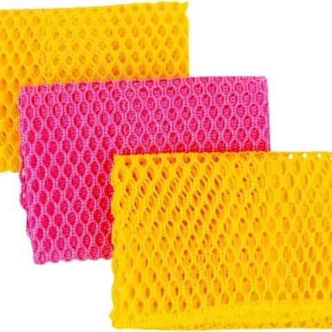 Innovative Dish Washing Net Cloths/Scourer - 100% Odor Free/Quick Dry - No More Sponges with Smell - Perfect  for Washing Dishes - 11 by 11 inches - 3PCS - Yellow/Pink/Yellow or