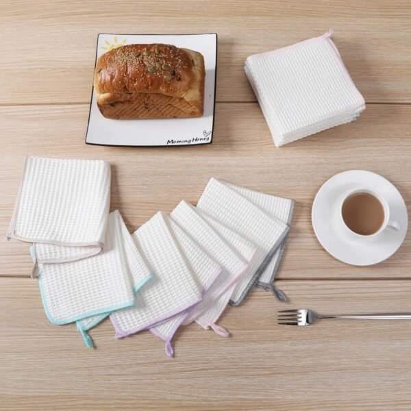 Kitchen Dish Cloth Pack of 8, Strong Absorbent Dish Rags for Washing Dishes, Waffle Weave Cleaning Cloths Quick Drying (12x12 Inches, Grey)