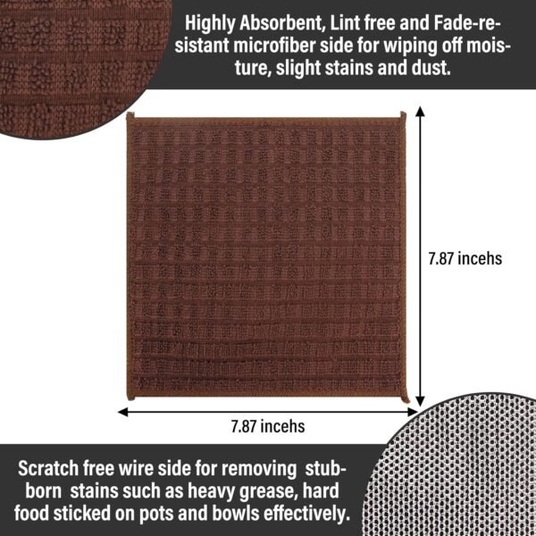 Dish Cloths for Washing Dishes 8 Pack Multipurpose  Cleaning Coths Non-Scratch Wire Dishwashing Rag Lint Free Microfiber Cleaning Cloth for Kitchen Windows (Brown)