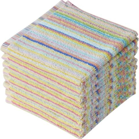 Kitchen Dishcloths for Washing Dishes, Ultra Absorbent Dish Rags, Cotton Cleaning Cloths Pack of 8, 12x12 Inches (Multi-1, 12x12 inch)