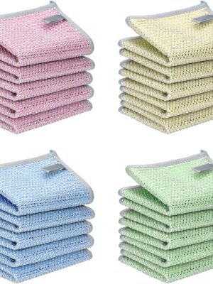 20PCS Upgrade Wire Dishwashing Rag, Non-Scratch, Wet and Dry, Double Layer, Multipurpose Wire Dishwashing Rags for Kitchen, Sinks, Cookware, Stove, Easy Rinsing, Reusable
