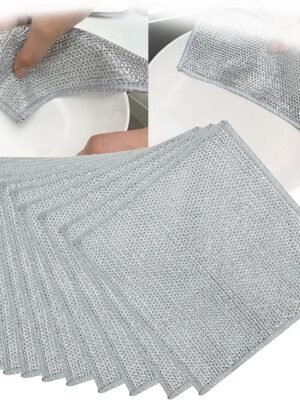 Non-Scratch Wire Dish Cloth, 10PCS Single Layer Multipurpose Wire Dishwashing Rags for Wet and Dry, Dish Cloths for Washing Dishes, Stovetops, Kitchen Countertops with Ease
