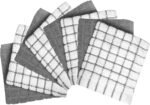 Premium Cotton Dish Cloths 12" x 12" | Gray Check Design | 405 GSM | Highly Absorbent & Soft Dish | 100% Natural Ring Spun Cotton Kitchen Towel Set - 8 Pack