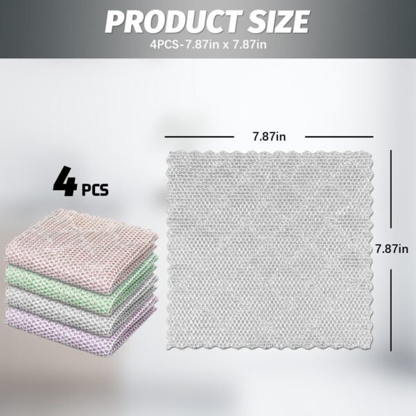 2024 New Non-Scratch Wire Dishwashing Rags,4 Pcs Multipurpose Wire Dishcloth for Wet and Dry,Wire Cleaning Cloth,Circularite Scrubbing Cloths for Pots,Sinks,Stove Tops